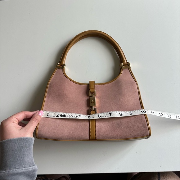 Vintage Y2K Gucci Bardot Jackie Purse Bag Pink Suede Blush Tan - Picture 4 of 15